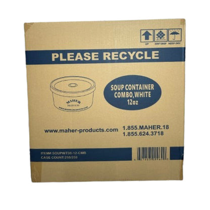 MAHER - 12oz WHITE SOUP CONTAINER COMBO DOUBLE COATED 250 PK