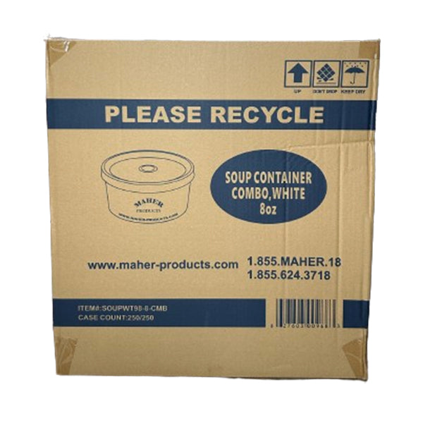 MAHER - Lot de 250 récipients à soupe blanche de 473 ml (16 oz), double enrobage