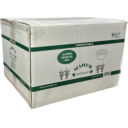 MAER NATURALS - BAGASSE 2 oz POTS AVEC COUVERCLE, PAQUET DE 1000