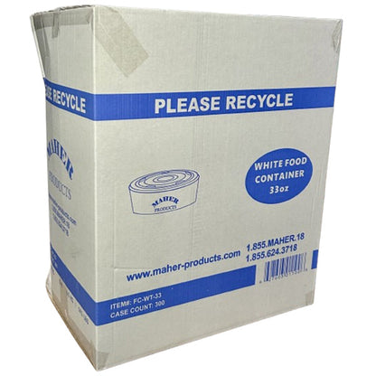 MAHER PRODUCTS - WHITE FOOD CONTAINER 33oz 6x50 PK