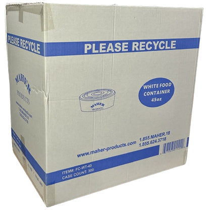 MAHER PRODUCTS - WHITE FOOD CONTAINER 45oz 6x50 PK