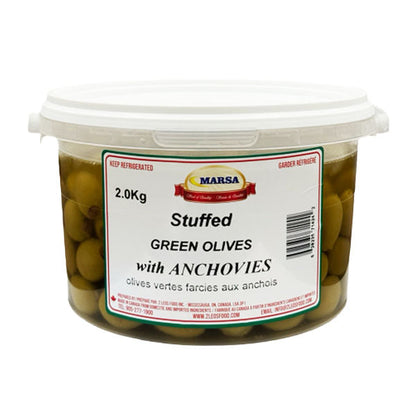 MARSA - GREEN OLIVES STUFFED WITH ANCHOVIES 2KG