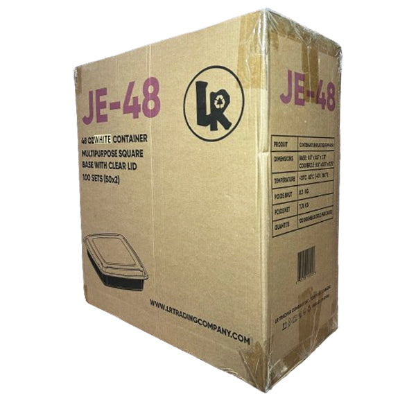 LR - SQUARE JE-48 ENSEMBLE DE 100 CONTENANTS BLANCS DE 48 OZ