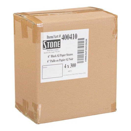 STONE STRAW - 6" SOLID BLACK SUPER JUMBO PAPER 4x300 EA