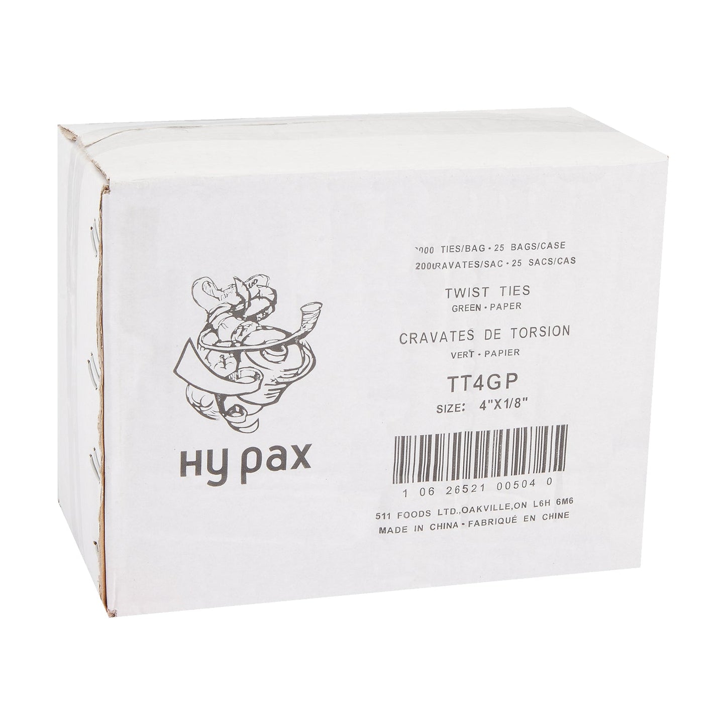 Hy-Five - 4" Twist Ties Green 25X2000 Ea - Canadian Distribution