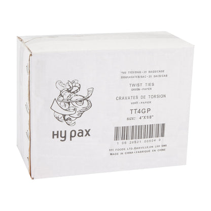 Hy-Five - 4" Twist Ties Green 25X2000 Ea - Canadian Distribution
