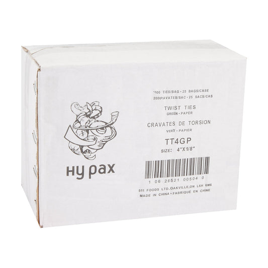 Hy-Five - 4" Twist Ties Green 25X2000 Ea - Canadian Distribution