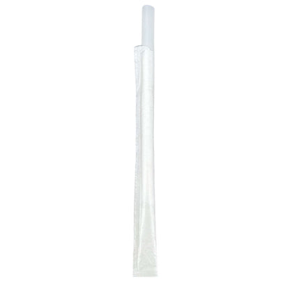 Value+ - 8" White Plastic Straw - Bubble Tea - Sharp End - White - 12 mm