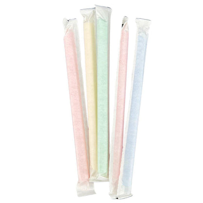 Value+ - 8" Assorted Colours Plastic Straws- Bubble Tea- Sharp End - Paper Wrapped - 12 mm