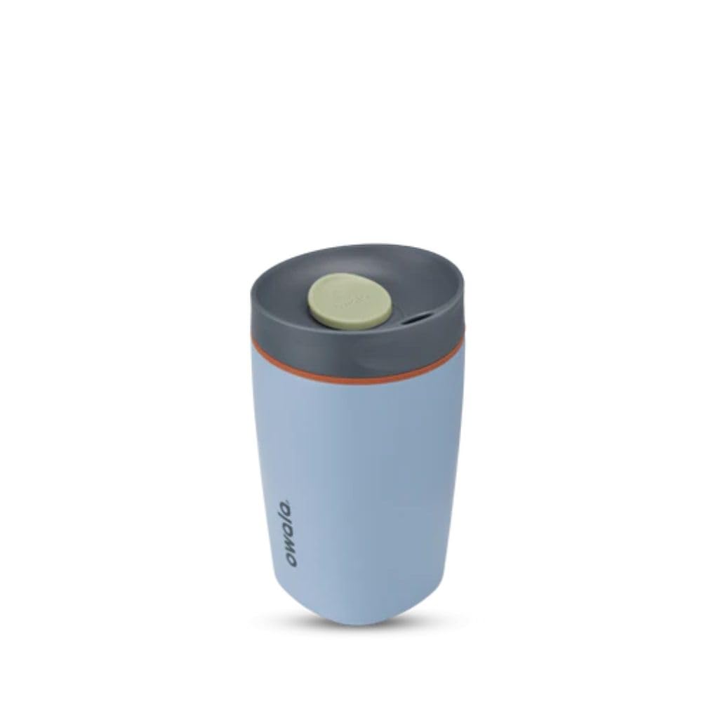 Owala SmoothSip Slider Insulated Stainless Steel Coffee Tumbler, Reusable Iced Coffee Cup, Hot Coffee Travel Mug, BPA Free 12 oz, Lakeside