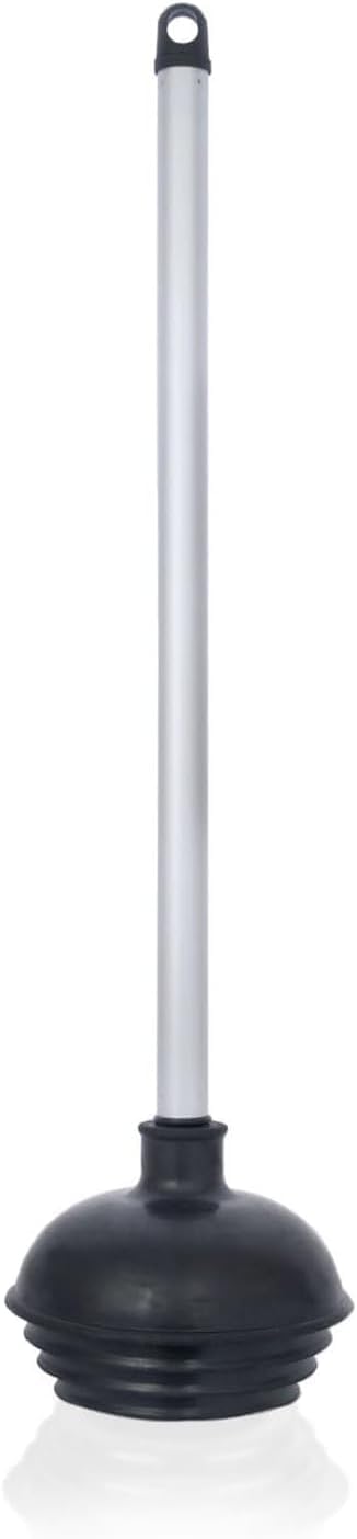 NEIKO 60166A Toilet Plunger with Patented All-Angle Design, Heavy-Duty Toilet Bowl Plunger with Aluminum Handle, Bathroom Necessity, Black, 1-Pack NEIKO