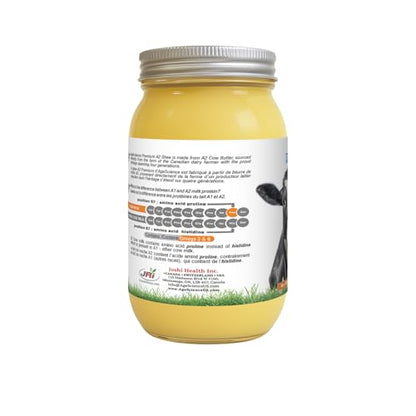 AgeScience A2 Ghee – Pure Canadian Clarified Butter, Lactose & Casein Free, 650g Glass Jar