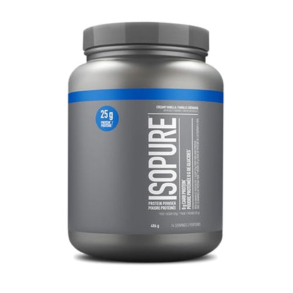 Isopure Zero Carb Whey Protein Isolate Powder - Creamy Vanilla Flavor - 25g Per Serving, 14 Servings (406g)