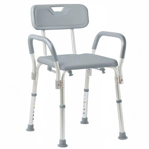 Medline Shower Chair with Backrest and Padded Armrests, 350lb Capacity