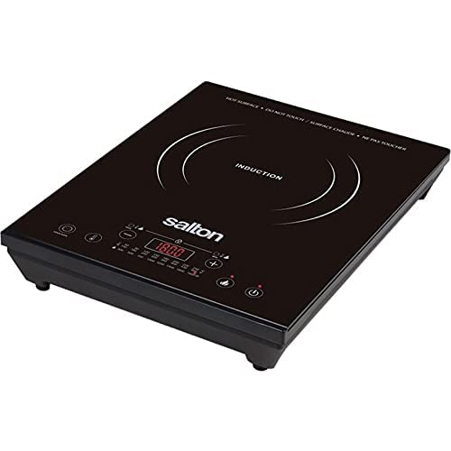 Plaque de cuisson à induction portative Salton | Surface froide au toucher et affichage DEL | 8 réglages de température, 300 à 1800 watts | Cuisson rapide, sécuritaire et éconergétique | Fièrement canadienne