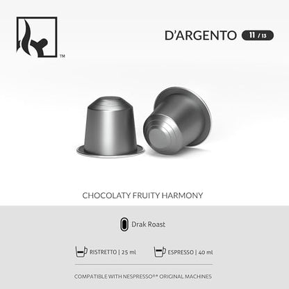 NERO AMORE Espresso Capsule Collection - 60 Nespresso-Compatible Pods with Rosa, D'Oro & D'Argento Varieties