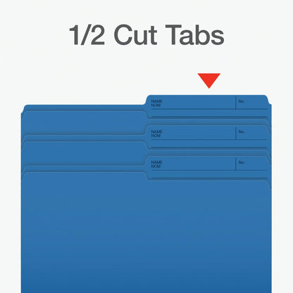 Pendaflex File Folders, 1/2 Cut Tab, Legal Size, Blue, Durable & Tear-Resistant File Organizers, 100/Box for Office, Home & School Filing Systems, Reversible & Eco-Friendly