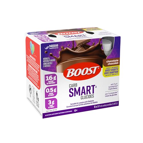 BOOST CarbSmart Chocolate - High Protein, Low Sugar Nutritional Drink, 16g Protein, 24 Essential Vitamins & Minerals, Diabetic-Friendly, Gluten-Free, Kosher, 24-Pack