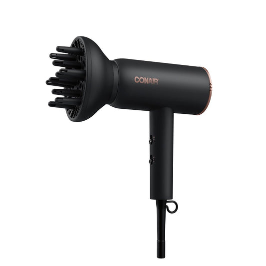 Conair 1875 Watt HTDC Titanium Pro 330C Hair Dryer, Ceramic Titanium Technology, Includes Concentrator and Diffuser,Tourmaline technology, Black, Perfect for travel - Available at All In One Marketplace Canada