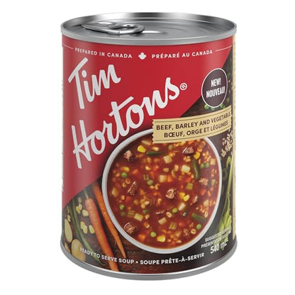 Tim Hortons Beef, Barley & Vegetable Soup – 12 Pack (540mL Cans)