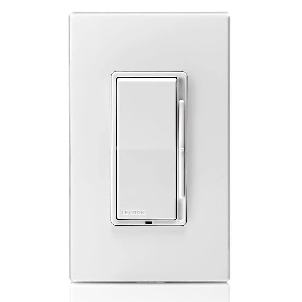 Leviton Decora Dimmer with Slide Bar and Rocker Switch, 15 Amp, DSL01-L0W, White