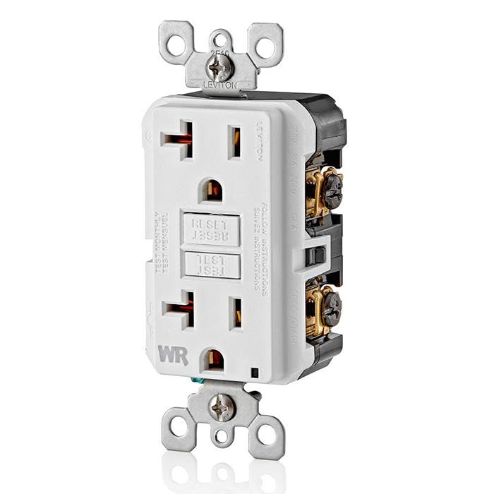 Leviton GFCI Weather-Resistant Receptacle, 20 Amp 125 Volt, Non Tamper-Resistant, GFWR2-W, White