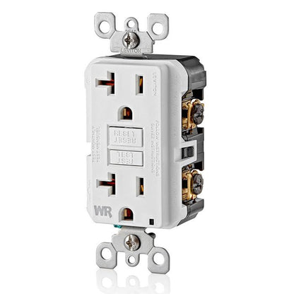 Leviton GFCI Weather-Resistant Receptacle, 20 Amp 125 Volt, Non Tamper-Resistant, GFWR2-W, White