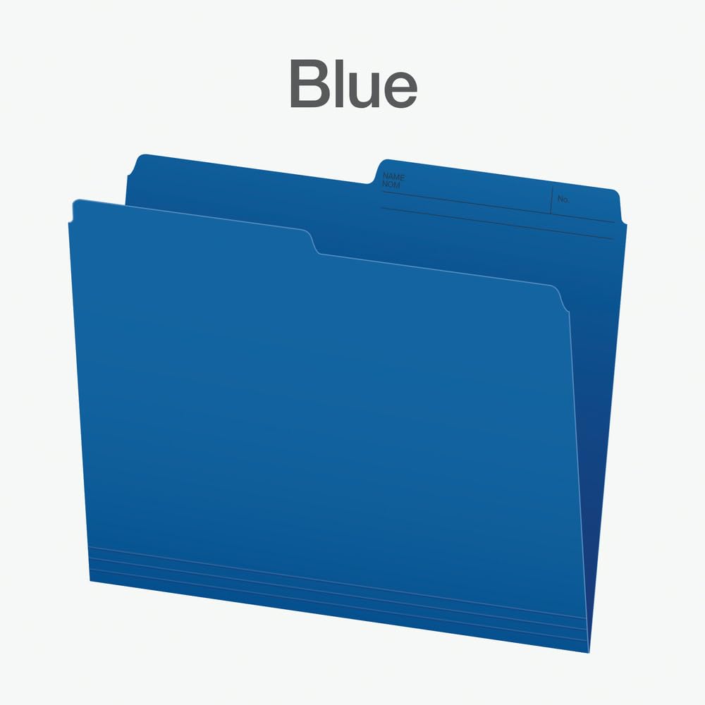 Pendaflex File Folders, Blue Colour File Organizers, 1/2 Cut Tab, Letter Size, Durable Paper Stock, 100/Box, Ideal for Office, Home, and School Filing Needs Pendaflex
