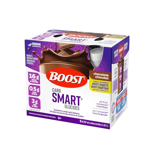 BOOST CarbSmart Chocolate - High Protein, Low Sugar Nutritional Drink, 16g Protein, 24 Essential Vitamins & Minerals, Diabetic-Friendly, Gluten-Free, Kosher, 24-Pack