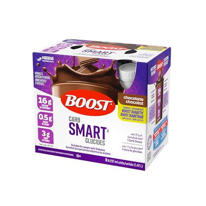 BOOST CarbSmart Chocolate - High Protein, Low Sugar Nutritional Drink, 16g Protein, 24 Essential Vitamins & Minerals, Diabetic-Friendly, Gluten-Free, Kosher, 24-Pack