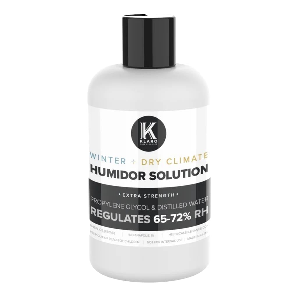 Klaro Humidor Solution Single Bottle - Special Formula 50% Distilled Water / 50% Propylene Glycol 250 ml - by CASE ELEGANCE (Winter) 🍁 All In One Marketplace Canada