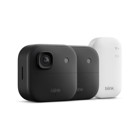 Blink Outdoor 2K+ (newest model) — Wireless smart security camera, 2K video resolution, enhanced audio, two-year battery. Sync Module Core included — 2 camera system (Black)