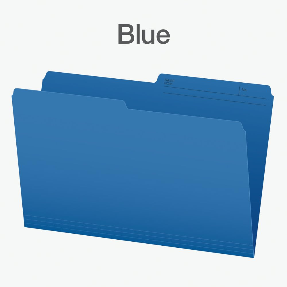 Pendaflex File Folders, 1/2 Cut Tab, Legal Size, Blue, Durable & Tear-Resistant File Organizers, 100/Box for Office, Home & School Filing Systems, Reversible & Eco-Friendly