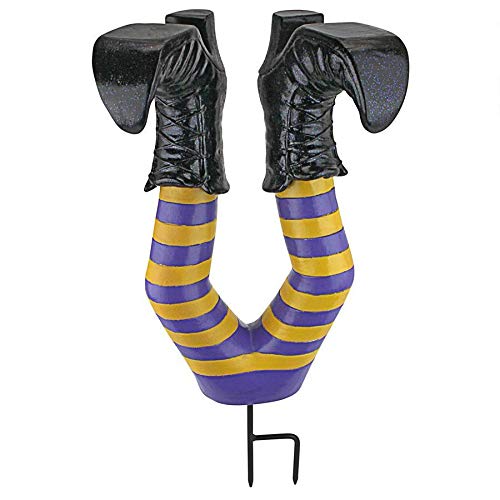 Design Toscano Crash Landing Wicked Witch Legs Halloween Garden Stake Statue, 42 cm, Polyresin,