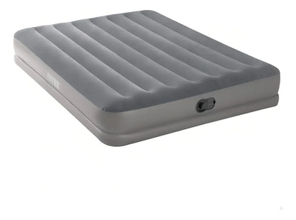 INTEX 64114E Dura-Beam Standard Prestige Air Mattress: Fiber-Tech – Queen Size – Built-in USB Electric Pump – 12in Bed Height – 600lb Weight Capacity Intex