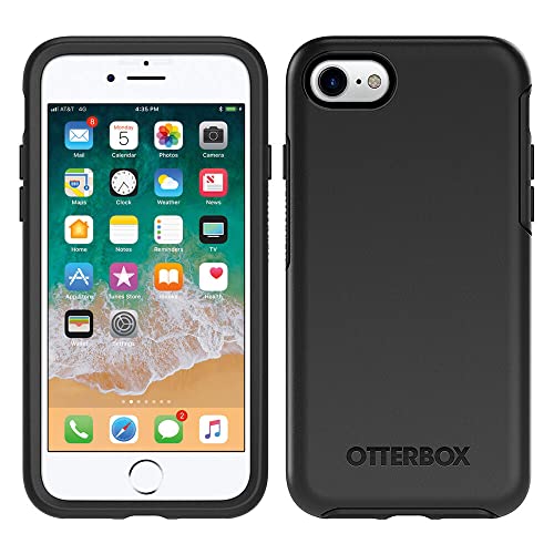OtterBox iPhone SE 3rd/2nd Gen, iPhone 8/7 (not Compatible with Plus Sized Models) Symmetry Series Case - Black, Ultra-Sleek, Wireless Charging Compatible, Raised Edges Protect Camera & Screen