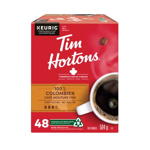 Tim Hortons Colombian Coffee Medium Roast K-Cup Pods – 48 Count