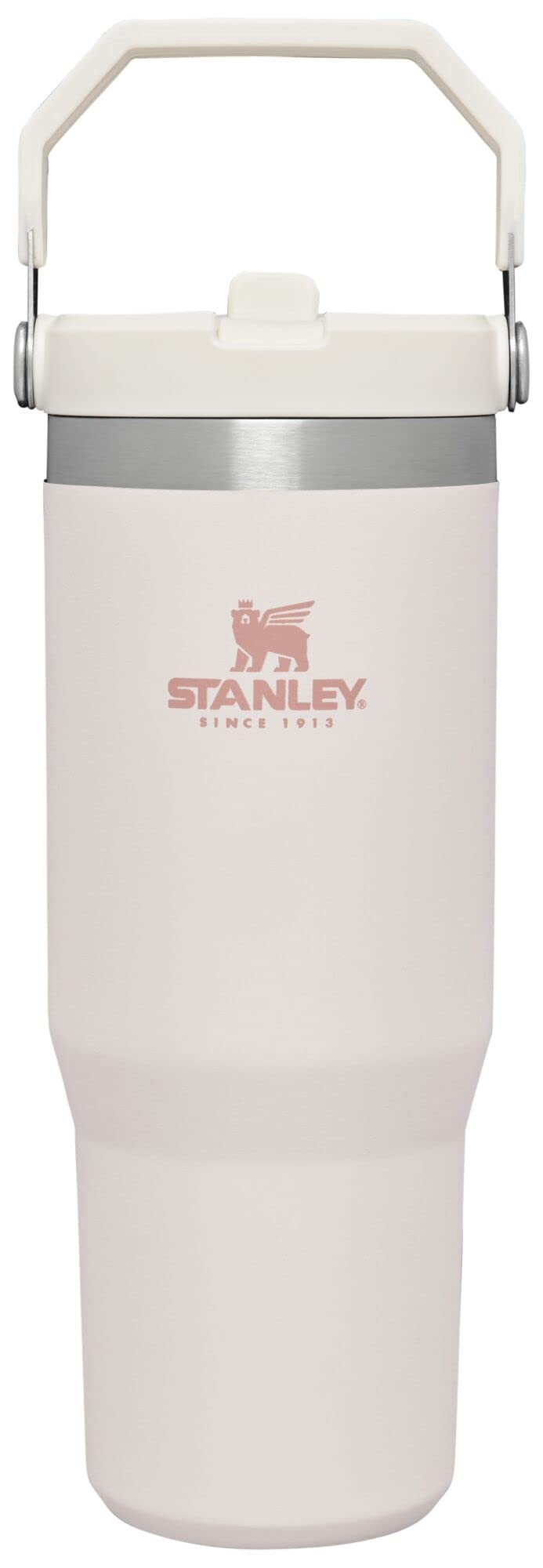 STANLEY IceFlow Flip Straw Tumbler with Handle 30 oz | Twist On Lid and Flip Up Straw | Leak Resistant Water Bottle | Insulated Stainless Steel | BPA-Free | Rose Quartz