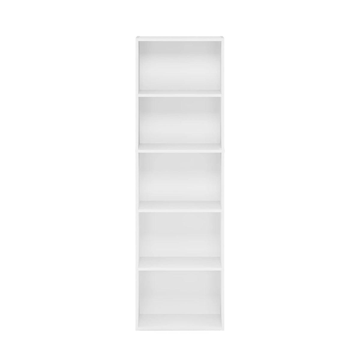 Furinno LUDER Book Shelf, 5-Cube Bookshelf, Bookcase with Open Shelf, 9.4 x 15.8 x 52, for Living Room, Bedroom, Home Office, White