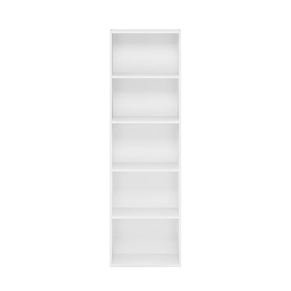 Furinno LUDER Book Shelf, 5-Cube Bookshelf, Bookcase with Open Shelf, 9.4 x 15.8 x 52, for Living Room, Bedroom, Home Office, White