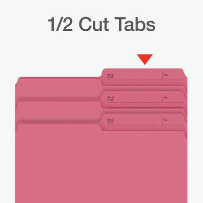 Pendaflex File Folders, 1/2 Cut Tab, Letter Size, Pink, Durable Paper Stock, 100/Box, Ideal for Office/Home/School File Organization, Made in Canada Pendaflex