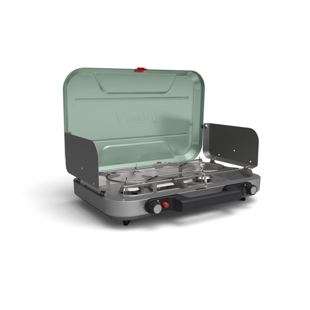 Coleman Cascade 328/Classic Camping Stove, 3/2 Burner Camp Stove, Portable Propane Stove with Adjustable Burners and Wind Guards for Beach Cookouts, Backyard BBQ, Tailgating, Festivals Coleman