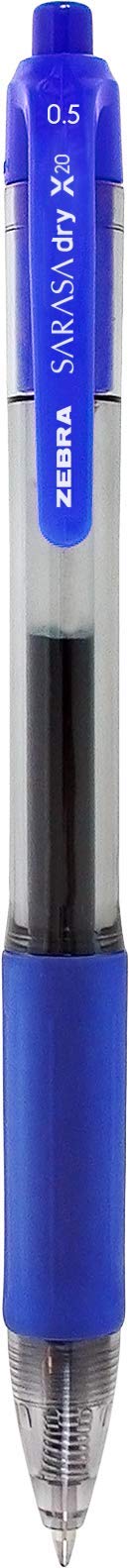 Zebra Pen SARASA X20 Retractable Gel Pen, Blue Ink, 0.5mm, 12-Pack Zebra Pen