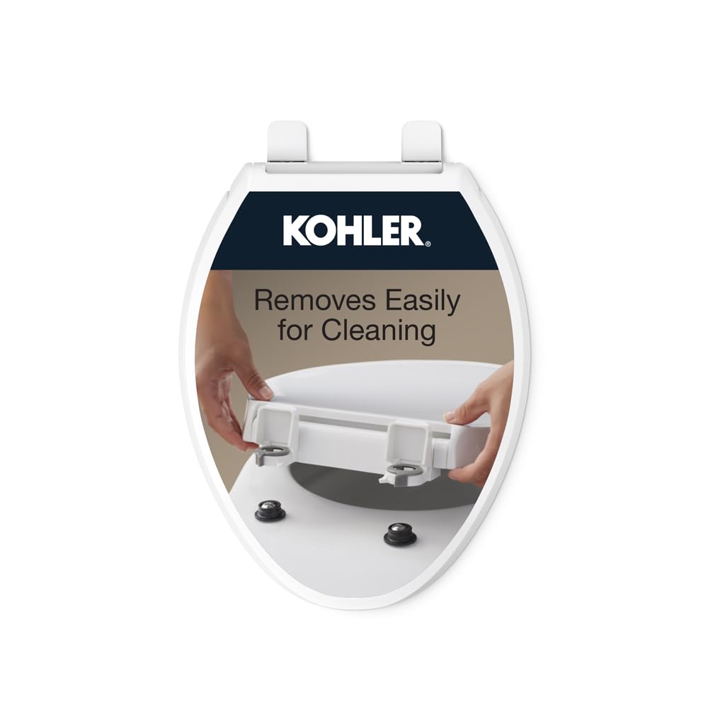 Kohler 4636-RL-0 Cachet ReadyLatch Quiet Close Elongated Toilet Seat, White Kohler