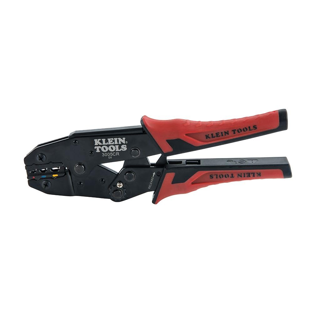 Klein Tools 80013 Wire Stripper/Ratcheting Crimper, Electrical Crimping Tool Kit with Automatic Wire Stripper and Ratcheting Insulated Terminal Crimper, 2-Piece