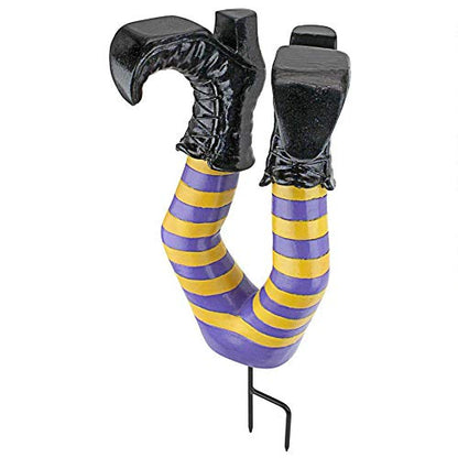 Design Toscano Crash Landing Wicked Witch Legs Halloween Garden Stake Statue, 42 cm, Polyresin,