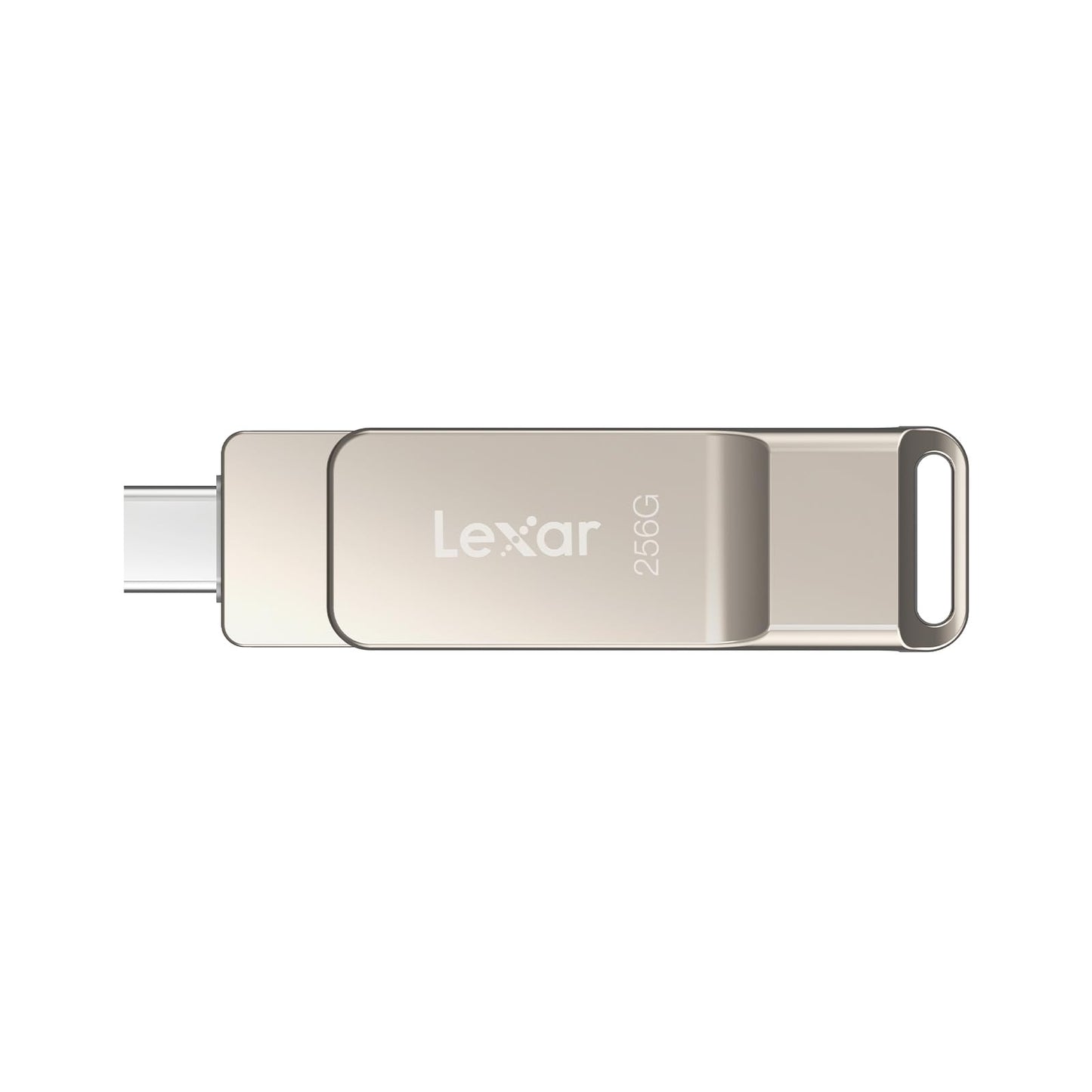 Lexar D40E 256GB Dual USB 3.2 Gen 1 Type-C Jump Drive, USB-C Flash Metal Housing Swivel Design Thumb Drive (Champagne Silver)