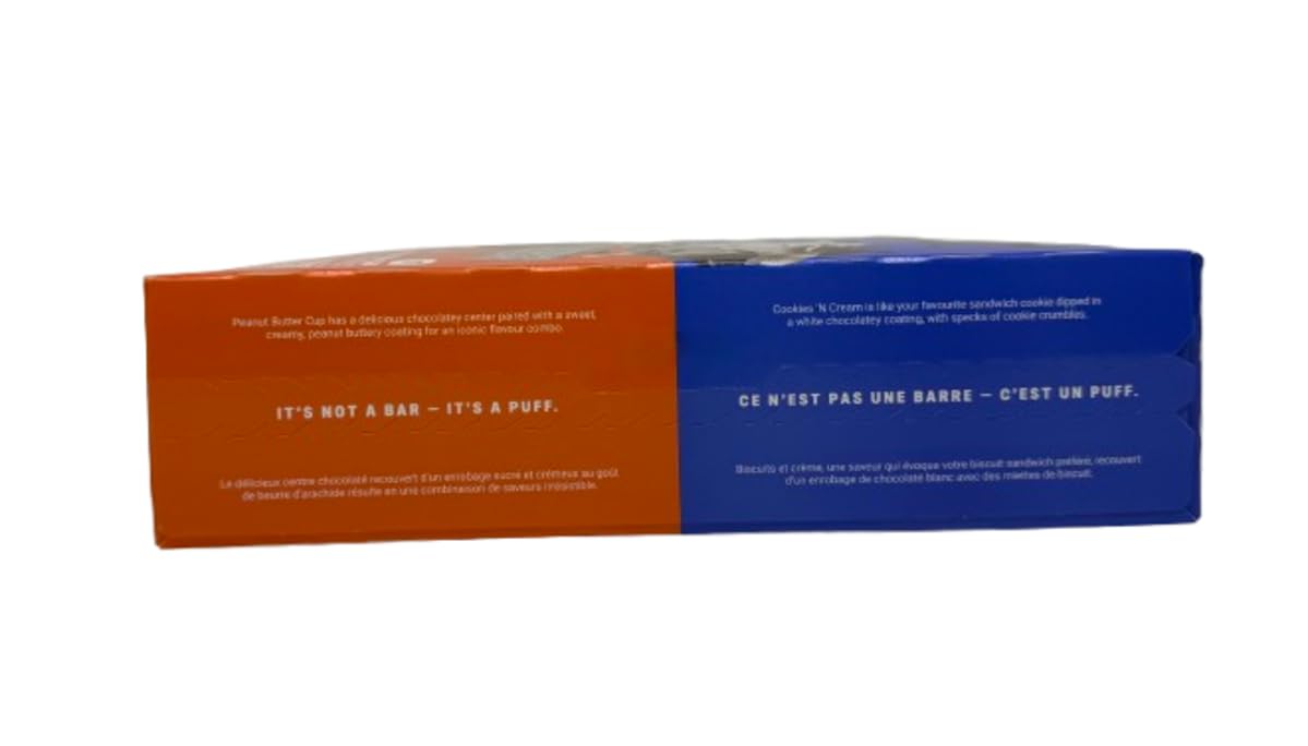 Built Puff Protein Bars Variety Pack - Cookies n' Cream & Peanut Butter Cup, 14 Count (40g each) | 17g Protein | Gluten-Free