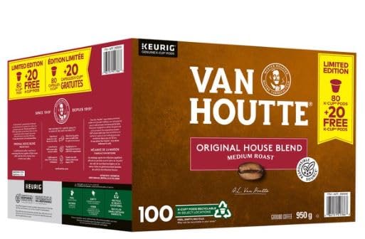 Van Houtte House Blend Coffee K-Cups - 100 Pack for Keurig