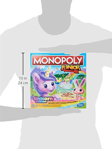Monopoly Junior: Unicorn Edition Board Game for 2-4 Players, Magical-Themed Indoor Game for Kids Ages 5 and Up, English